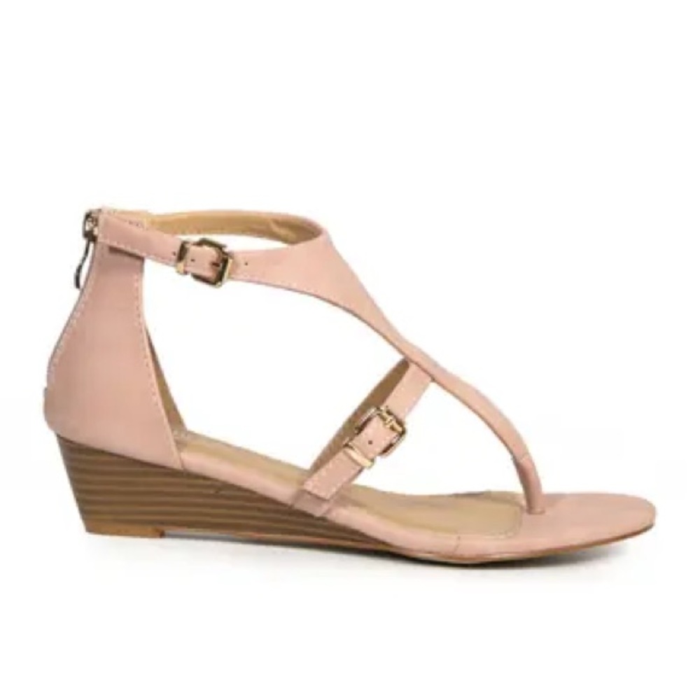 Rena Low Wedge Gladiator Sandal Mauve Nude